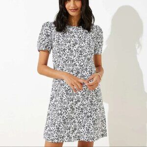 NWT Loft Women's Floral Ruched Sleeve Shift Dress, Size 4